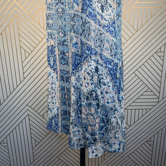 Lavender Brown Blue Geometric Paisley Print Dress - Picture 6 of 12